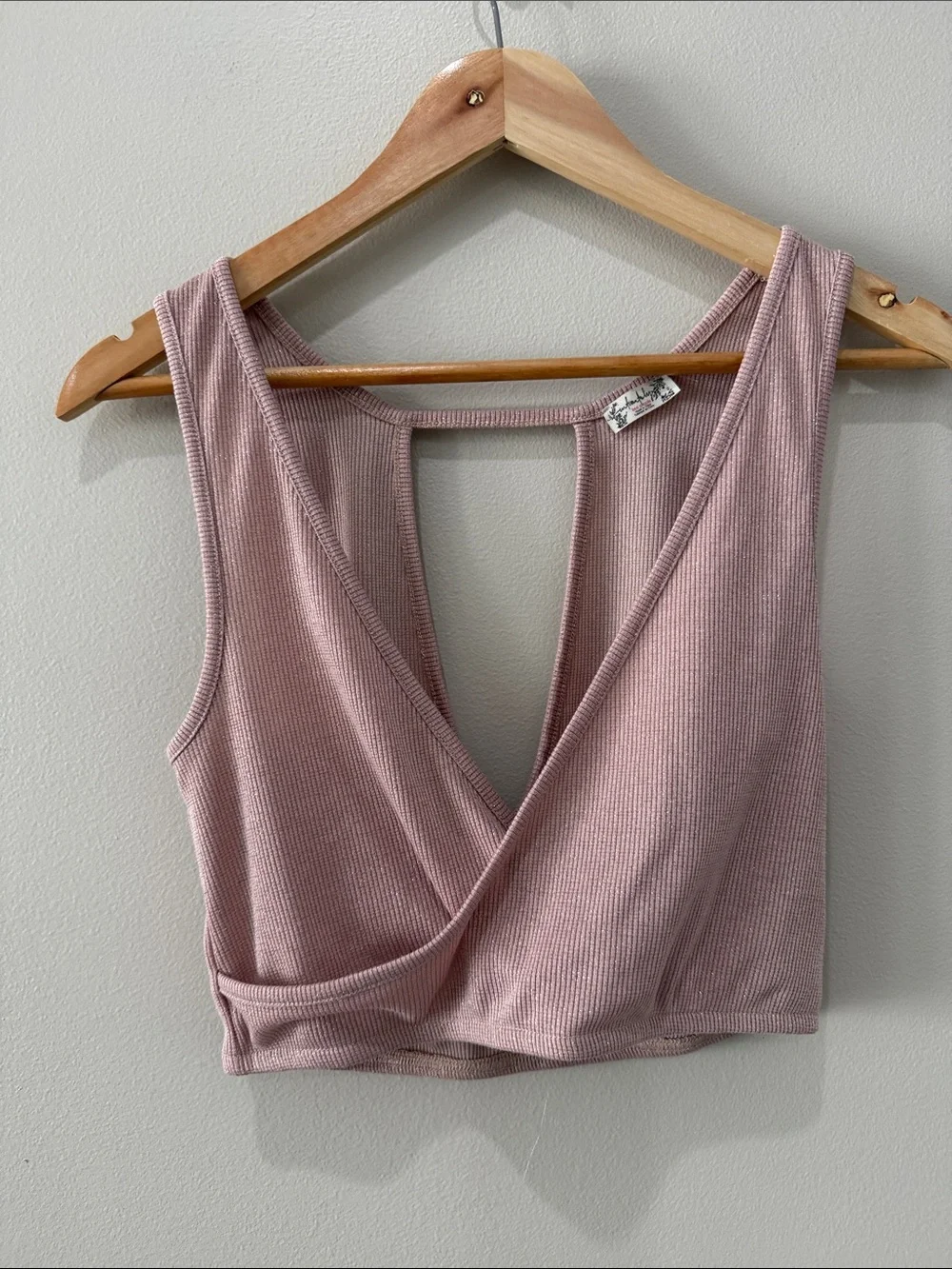 Free People Crossover Ribbed Open Back Tank Top size XS